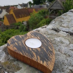 Whisky Barrel Heart Tealight Holder-Curved Tea Light Holder - thumbnail 2