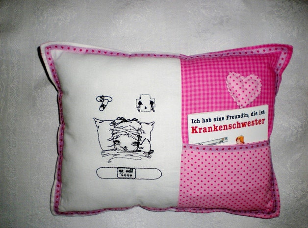 Children's Gift Pillow Comfort With Bag Motif Gestickt - image 1