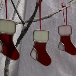 Personalized Stained Glass Christmas Stocking Ornament - Set Of 3 - thumbnail 3