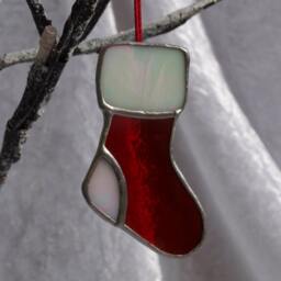 Personalized Stained Glass Christmas Stocking Ornament - Set Of 3 - thumbnail 2