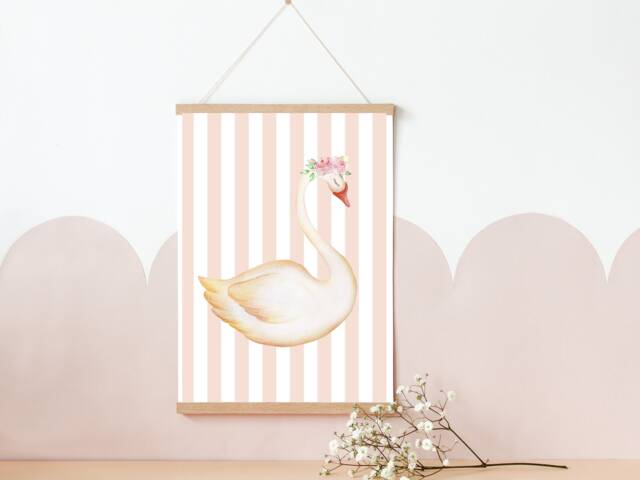 Whimsical Fairytale Swan Print. Pretty Wall Art Perfect For Girls Rooms, A Playroom Or Baby Nursery - Print Only - image 1