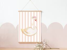 Whimsical Fairytale Swan Print. Pretty Wall Art Perfect For Girls Rooms, A Playroom Or Baby Nursery - Print Only - thumbnail 1