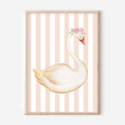 Whimsical Fairytale Swan Print. Pretty Wall Art Perfect For Girls Rooms, A Playroom Or Baby Nursery - Print Only - thumbnail 3