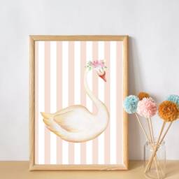 Whimsical Fairytale Swan Print. Pretty Wall Art Perfect For Girls Rooms, A Playroom Or Baby Nursery - Print Only - thumbnail 2