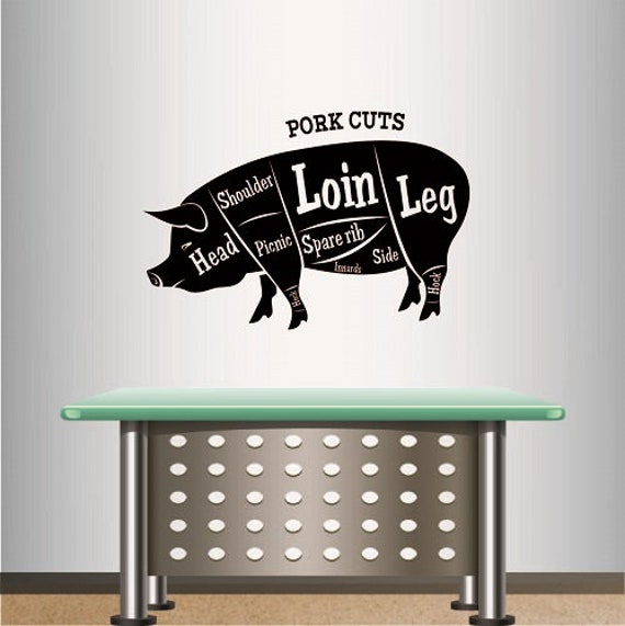 In-Style Decals Wall Vinyl Decal Home Decor Art Sticker Pork Cuts Butcher Shop Meat Pig Animal Any Room Removable Mural Unique Design 698 - image 1