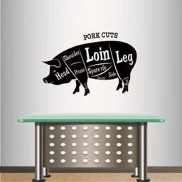 In-Style Decals Wall Vinyl Decal Home Decor Art Sticker Pork Cuts Butcher Shop Meat Pig Animal Any Room Removable Mural Unique Design 698 - thumbnail 1