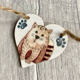 Cartoon Cat Bunting, Wooden Garland For Pet Owner, Handmade Gifts, Animal Wall Decor - thumbnail 3