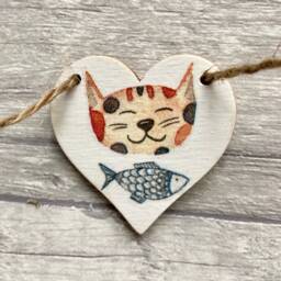 Cartoon Cat Bunting, Wooden Garland For Pet Owner, Handmade Gifts, Animal Wall Decor - thumbnail 2