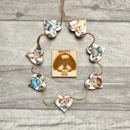 Cartoon Cat Bunting, Wooden Garland For Pet Owner, Handmade Gifts, Animal Wall Decor - thumbnail 1