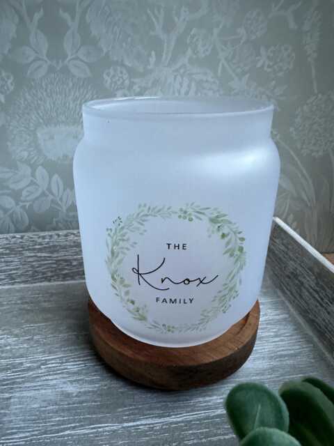 Personalised Family Tea Light Holder, Glass Jar Candle New Home Gift, Customised Jar, Keepsake - image 1