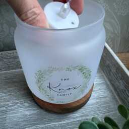 Personalised Family Tea Light Holder, Glass Jar Candle New Home Gift, Customised Jar, Keepsake - thumbnail 2