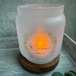 Personalised Family Tea Light Holder, Glass Jar Candle New Home Gift, Customised Jar, Keepsake - thumbnail 3