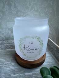 Personalised Family Tea Light Holder, Glass Jar Candle New Home Gift, Customised Jar, Keepsake - thumbnail 1