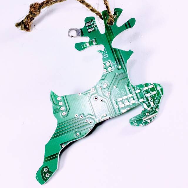 Recycled Circuit Board Reindeer Christmas Tree Decoration