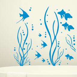 Nautical Wall Decals/Marine Life Decal Decor Bathroom Animal Sticker Sea Ocean Fish Seaweed Me4 - thumbnail 3