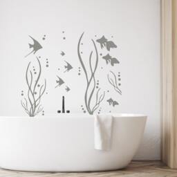 Nautical Wall Decals/Marine Life Decal Decor Bathroom Animal Sticker Sea Ocean Fish Seaweed Me4 - thumbnail 2