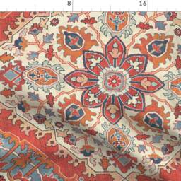 Orange Red Kilim Curtain Panel - Large Scale Persian Inspired Turkish Custom Fontana Melon By Lori_Craffey_Design - thumbnail 4