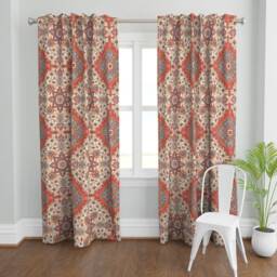 Orange Red Kilim Curtain Panel - Large Scale Persian Inspired Turkish Custom Fontana Melon By Lori_Craffey_Design - thumbnail 2