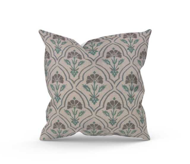 Art Deco Floral Cushion, Gold, Charcoal, Green, Grey, Home Decor - image 1