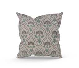 Art Deco Floral Cushion, Gold, Charcoal, Green, Grey, Home Decor - thumbnail 1