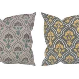 Art Deco Floral Cushion, Gold, Charcoal, Green, Grey, Home Decor - thumbnail 2
