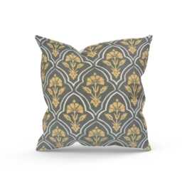 Art Deco Floral Cushion, Gold, Charcoal, Green, Grey, Home Decor - thumbnail 3