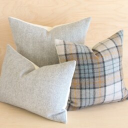 Gray Herringbone Wool Pillow Cover, & Cream Chevron Cover - Ready To Ship - thumbnail 4