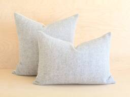 Gray Herringbone Wool Pillow Cover, & Cream Chevron Cover - Ready To Ship - thumbnail 1