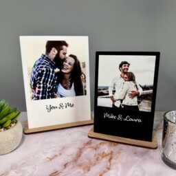 Personalised Photo Print Plaque With Stand - Custom Frame First Valentines Day Gift For Him Her Couple Present Anniversary Keepsake - thumbnail 2