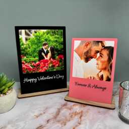 Personalised Photo Print Plaque With Stand - Custom Frame First Valentines Day Gift For Him Her Couple Present Anniversary Keepsake