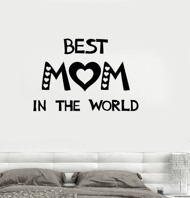 Wall Vinyl Decal Family Quote Best Mom in The World Mother's Day Decoration For Parents Living Room Decor - #1035Di - image 1