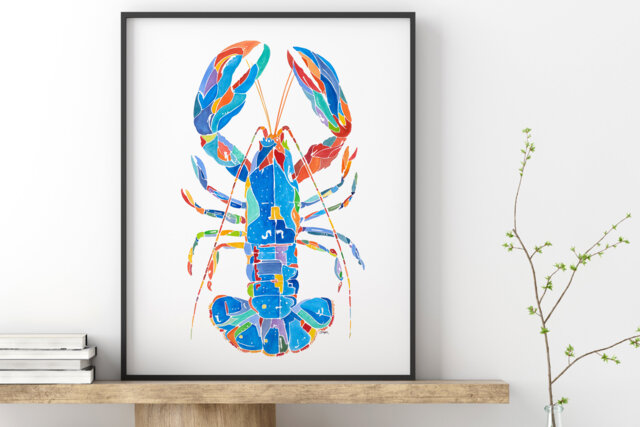 Blue Lobster, Lobster Birthday, Wall Decor, Art Print, Art, Gifts - image 1