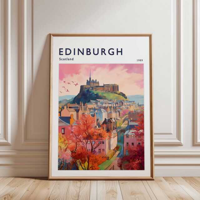 Edinburgh Scotland Travel Poster Cityscape Wall Art - image 1