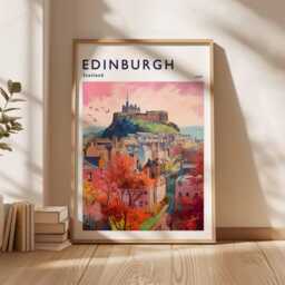 Edinburgh Scotland Travel Poster Cityscape Wall Art - thumbnail 3
