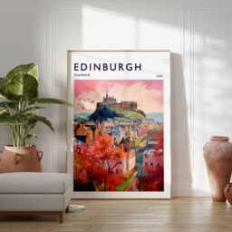 Edinburgh Scotland Travel Poster Cityscape Wall Art - thumbnail 2