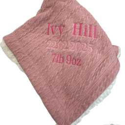 Personalised Embroidered Cable Knit Baby Blanket, Sherpa Back - thumbnail 4