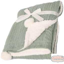 Personalised Embroidered Cable Knit Baby Blanket, Sherpa Back - thumbnail 3