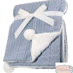 Personalised Embroidered Cable Knit Baby Blanket, Sherpa Back - thumbnail 2