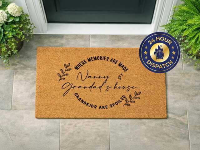 Grandkids Spoiled Here Doormat - Fun Nanny & Grandad Welcome - image 1