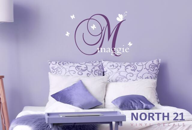 Girls Room Wall Decal Butterfly Design, Custom Name Decal, Nursery Art, Decor - image 1