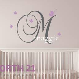 Girls Room Wall Decal Butterfly Design, Custom Name Decal, Nursery Art, Decor - thumbnail 2