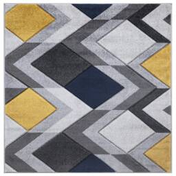 New Mustard Ochre Navy Blue Silver Grey Rugs Small Large Mats Modern Contemporary Design UK - thumbnail 3