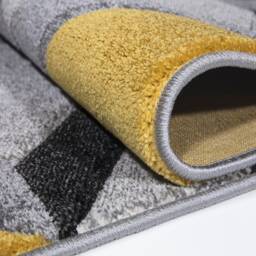 New Mustard Ochre Navy Blue Silver Grey Rugs Small Large Mats Modern Contemporary Design UK - thumbnail 2