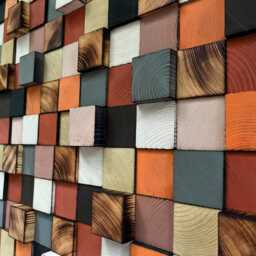 Reclaimed Wood Mosaic Wall Art - Colorful Artwork - thumbnail 4