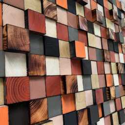 Reclaimed Wood Mosaic Wall Art - Colorful Artwork - thumbnail 3