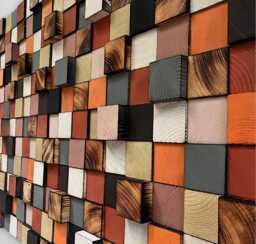 Reclaimed Wood Mosaic Wall Art - Colorful Artwork - thumbnail 1