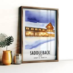 Saddleback Ski Poster - Watercolour Art Print - Travel Wall Artwork Skiing Gifts Maine Decor Resort Skier Gift Snowboard - thumbnail 3
