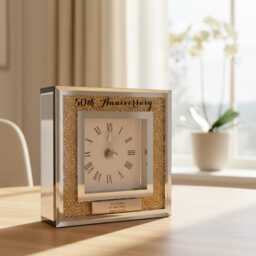 Personalised 50Th Wedding Anniversary Crystal Glass Clock Gift - thumbnail 2