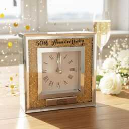 Personalised 50Th Wedding Anniversary Crystal Glass Clock Gift - thumbnail 3