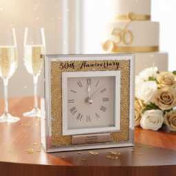 Personalised 50Th Wedding Anniversary Crystal Glass Clock Gift - thumbnail 4